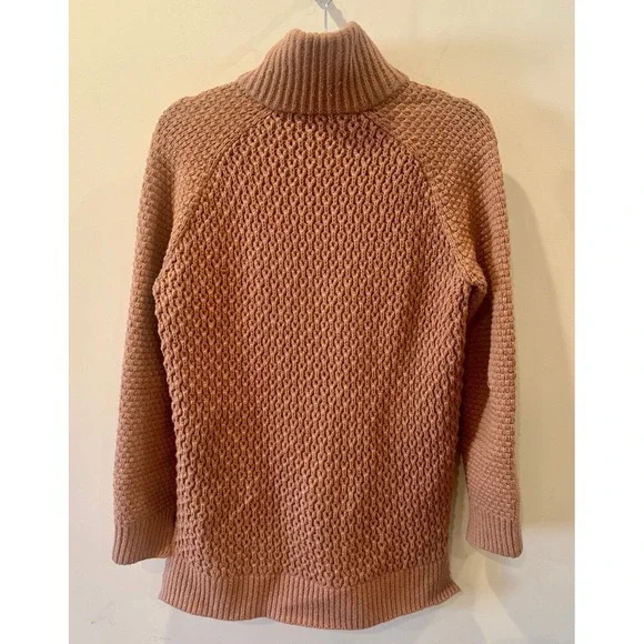 3.1 Phillip Lim Tan Cotton + Cashmere Cableknit Chunky Sweater 1/4 Zip Sz M LUX - Picture 3 of 6